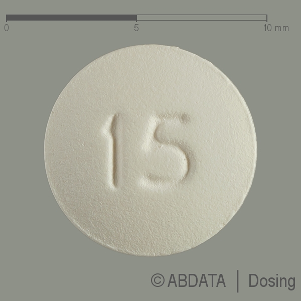 Produktabbildungen für ESCITALOPRAM-ratiopharm 15 mg Filmtabletten in der Vorder-, Hinter- und Seitenansicht.