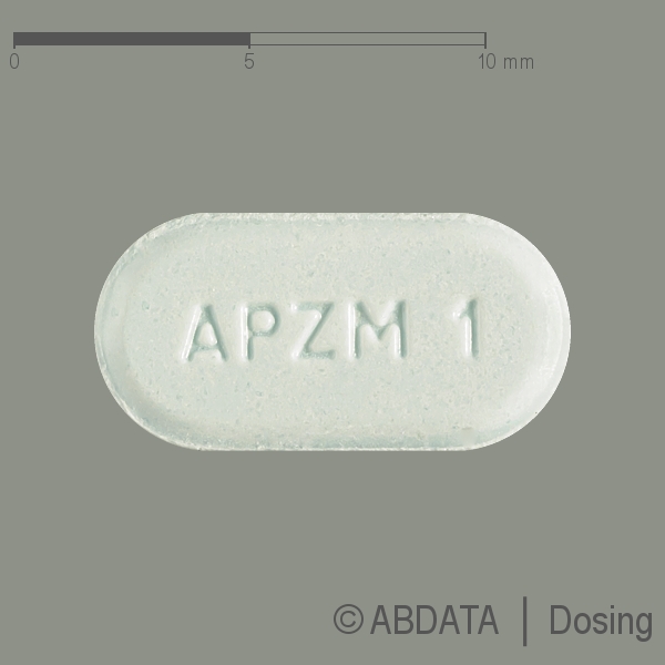 Produktabbildungen für ALPRAZOLAM-1A Pharma 1 mg Tabletten in der Vorder-, Hinter- und Seitenansicht.