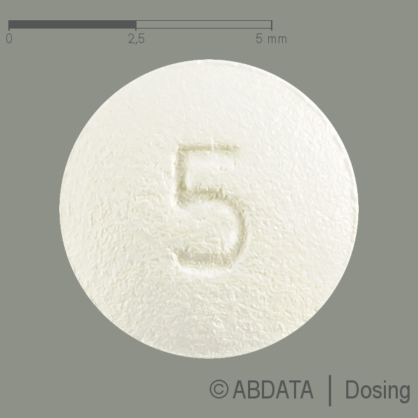 Produktabbildungen für ESCITALOPRAM-ratiopharm 5 mg Filmtabletten in der Vorder-, Hinter- und Seitenansicht.