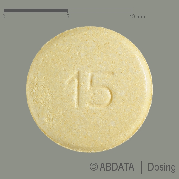 Produktabbildungen für ARPOYA 15 mg Tabletten in der Vorder-, Hinter- und Seitenansicht.