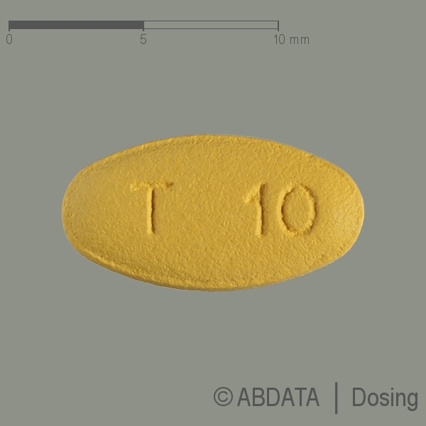 Produktabbildungen für TADALAFIL Aristo 10 mg Filmtabletten in der Vorder-, Hinter- und Seitenansicht.
