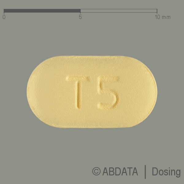 Produktabbildungen für TADALAFIL Heumann 5 mg Filmtabletten in der Vorder-, Hinter- und Seitenansicht.