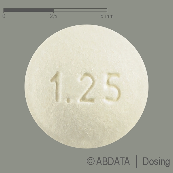Produktabbildungen für BISOLICH 1,25 mg Tabletten in der Vorder-, Hinter- und Seitenansicht.