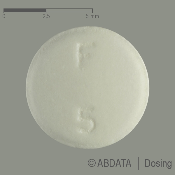Produktabbildungen für FINASTERID AL 5 mg Filmtabletten in der Vorder-, Hinter- und Seitenansicht.
