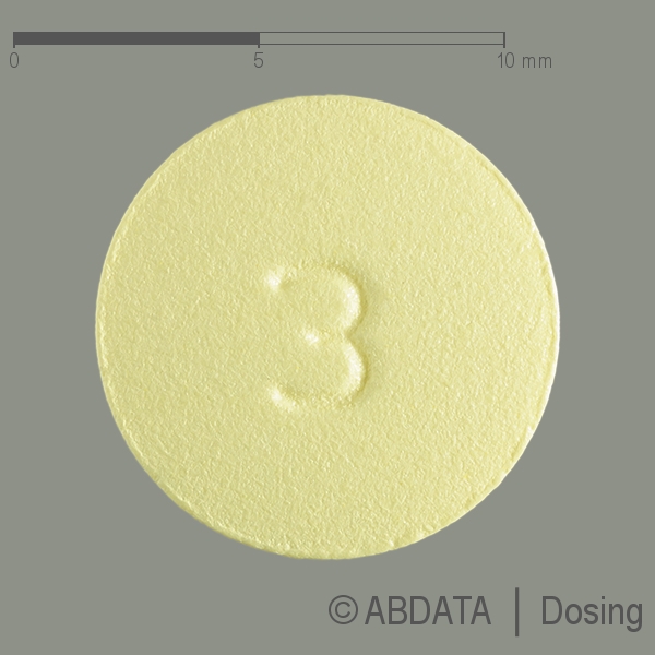 Produktabbildungen für RISPERIDON Mylan 3 mg Filmtabletten in der Vorder-, Hinter- und Seitenansicht.