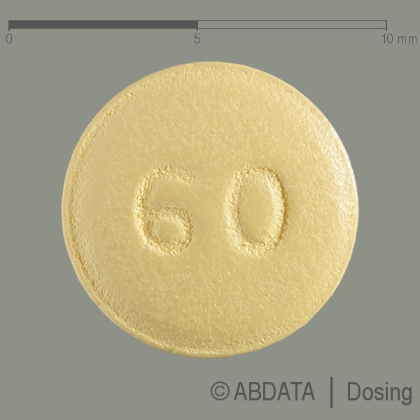 Produktabbildungen für ETORIAX 60 mg Filmtabletten in der Vorder-, Hinter- und Seitenansicht.