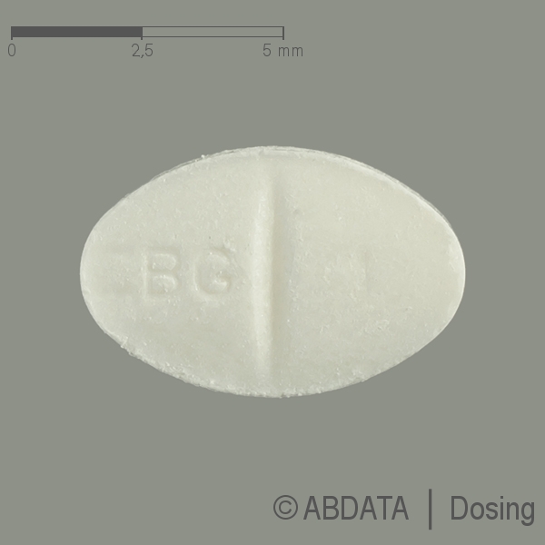 Produktabbildungen für CABERGOLIN-ratiopharm 1 mg Tabletten in der Vorder-, Hinter- und Seitenansicht.