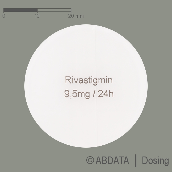 Produktabbildungen für RIVASTIGMIN AbZ 9,5 mg/24 Std. transderm.Pflaster in der Vorder-, Hinter- und Seitenansicht.