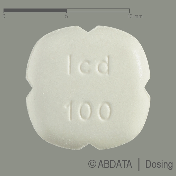 Produktabbildungen für ISICOM 100 mg/25 mg Tabletten in der Vorder-, Hinter- und Seitenansicht.