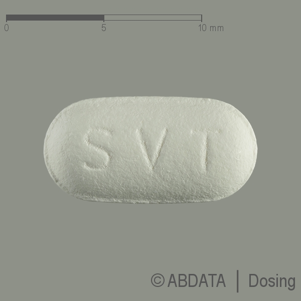 Produktabbildungen für SIMVASTATIN 20 AAA-Pharma Filmtabletten in der Vorder-, Hinter- und Seitenansicht.