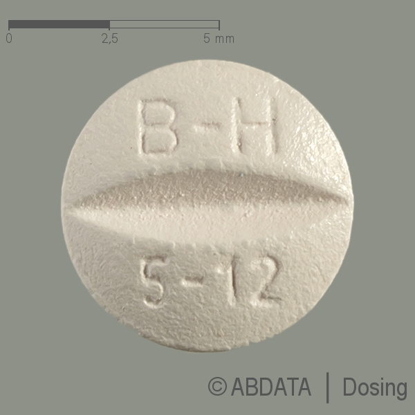 Produktabbildungen für BISOPROLOL comp. AbZ 5/12,5 mg Filmtabletten in der Vorder-, Hinter- und Seitenansicht.