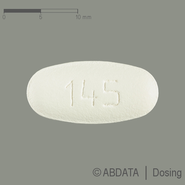 Produktabbildungen für LIPIDIL 145 ONE 145 mg Filmtabletten in der Vorder-, Hinter- und Seitenansicht.