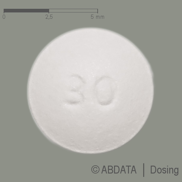Produktabbildungen für MORPHIN-ratiopharm 30 mg Retardtabletten in der Vorder-, Hinter- und Seitenansicht.