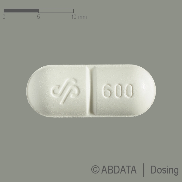Produktabbildungen für TALOXA 600 mg Tabletten in der Vorder-, Hinter- und Seitenansicht.