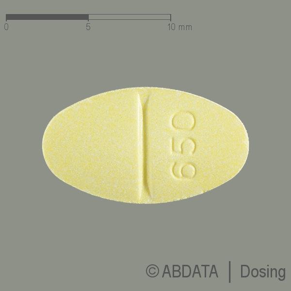 Produktabbildungen für NACOM 100 mg/25 mg Tabletten in der Vorder-, Hinter- und Seitenansicht.
