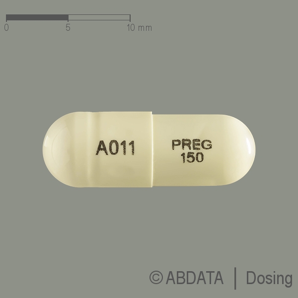 Produktabbildungen für PREGABALIN Ascend 150 mg Hartkapseln in der Vorder-, Hinter- und Seitenansicht.