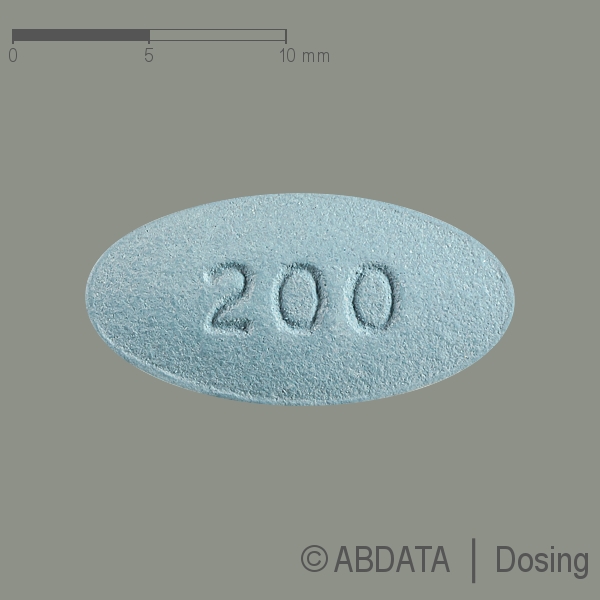 Produktabbildungen für LACOSAMID AbZ 200 mg Filmtabletten in der Vorder-, Hinter- und Seitenansicht.