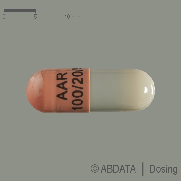 Produktabbildungen für ILTRIA 100 mg/20 mg/5 mg Hartkapseln in der Vorder-, Hinter- und Seitenansicht.