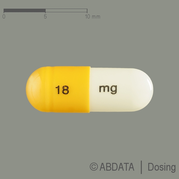 Produktabbildungen für ATOMOXETIN Heumann 18 mg Hartkapseln in der Vorder-, Hinter- und Seitenansicht.