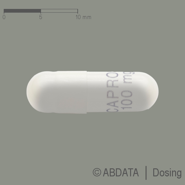 Produktabbildungen für CAPROS 100 mg Hartkapsel retardiert in der Vorder-, Hinter- und Seitenansicht.