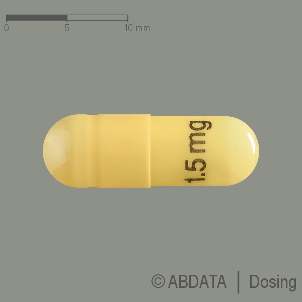 Produktabbildungen für RIVASTIGMIN axcount 1,5 mg Hartkapseln in der Vorder-, Hinter- und Seitenansicht.