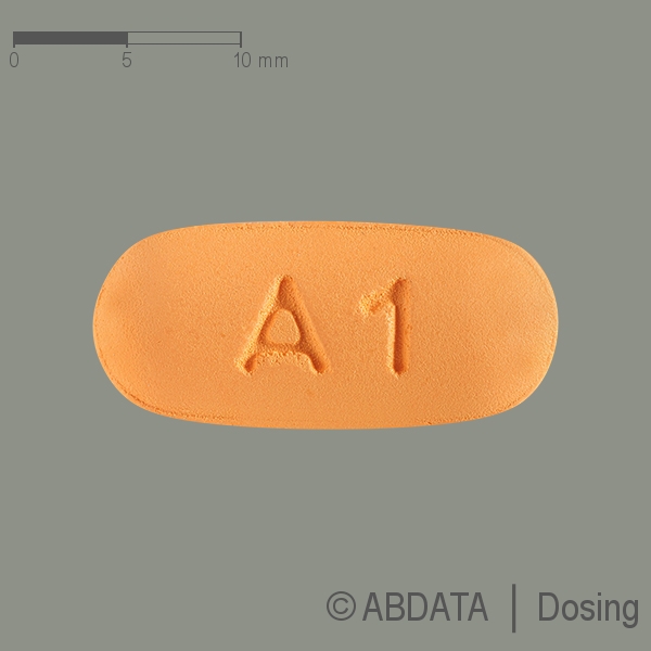 Produktabbildungen für ABACAVIR/Lamivudin Heumann 600 mg/300 mg Filmtabl. in der Vorder-, Hinter- und Seitenansicht.