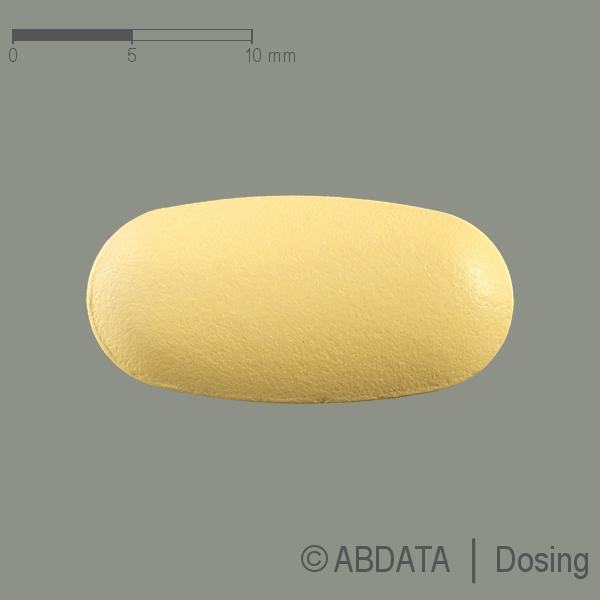 Produktabbildungen für RIBAVIRIN-ratiopharm 400 mg Filmtabletten in der Vorder-, Hinter- und Seitenansicht.