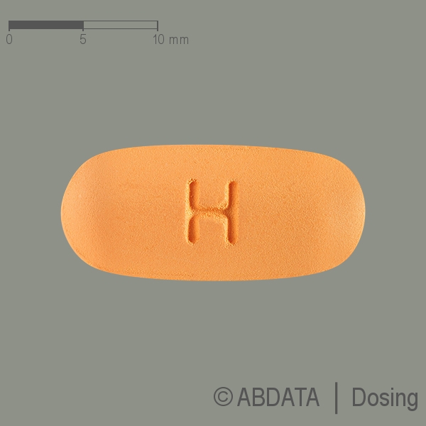 Produktabbildungen für ABACAVIR/Lamivudin Heumann 600 mg/300 mg Filmtabl. in der Vorder-, Hinter- und Seitenansicht.