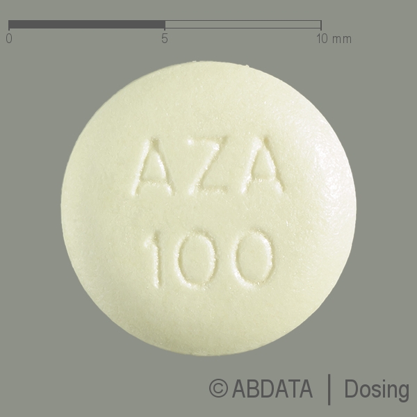 Produktabbildungen für AZATHIOPRIN Heumann 100 mg Filmtabletten Heunet in der Vorder-, Hinter- und Seitenansicht.