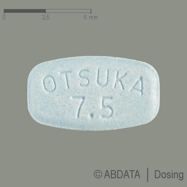 Produktabbildungen für SAMSCA 7,5 mg Tabletten in der Vorder-, Hinter- und Seitenansicht.