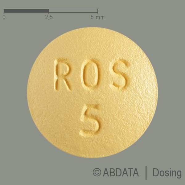 Produktabbildungen für ROSUVASTATIN AXIROMED 5 mg Filmtabletten in der Vorder-, Hinter- und Seitenansicht.