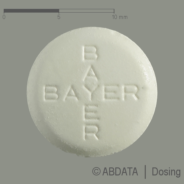 Produktabbildungen für ASPIRIN 500 mg überzogene Tabletten in der Vorder-, Hinter- und Seitenansicht.