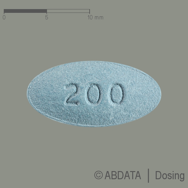 Produktabbildungen für LACOSAMID-ratiopharm 200 mg Filmtabletten in der Vorder-, Hinter- und Seitenansicht.