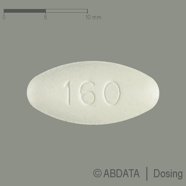 Produktabbildungen für MEGESTAT 160 mg Tabletten in der Vorder-, Hinter- und Seitenansicht.