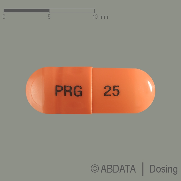 Produktabbildungen für PREGABALIN Micro Labs 25 mg Hartkapseln in der Vorder-, Hinter- und Seitenansicht.