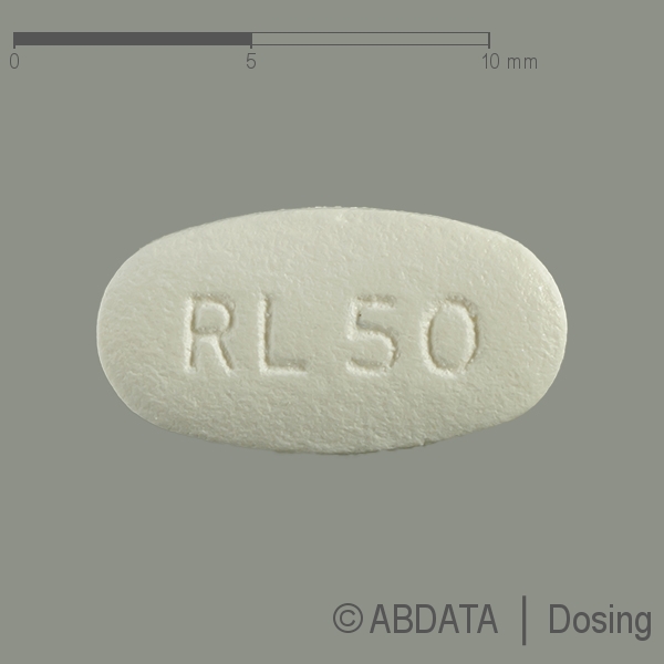 Produktabbildungen für RILUZOL-ratiopharm 50 mg Filmtabletten in der Vorder-, Hinter- und Seitenansicht.