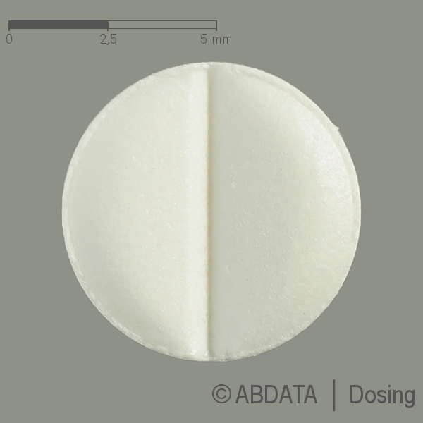 Produktabbildungen für ENALAPRIL-ratiopharm 5 mg Tabletten in der Vorder-, Hinter- und Seitenansicht.