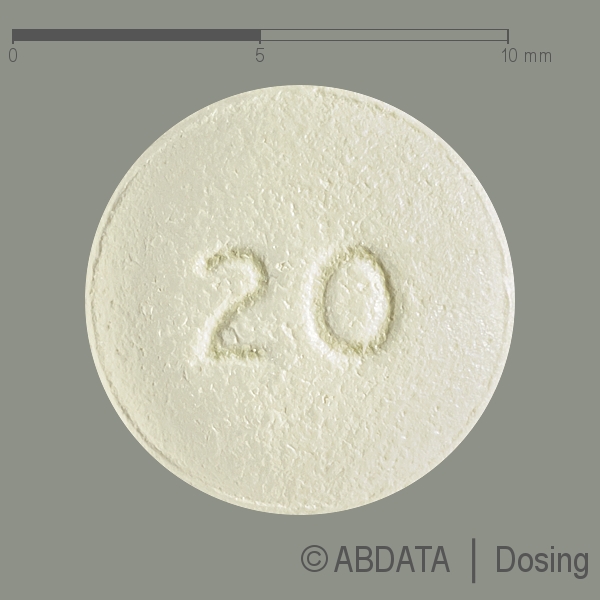 Produktabbildungen für OLMESARTAN-1A Pharma 20 mg Filmtabletten in der Vorder-, Hinter- und Seitenansicht.