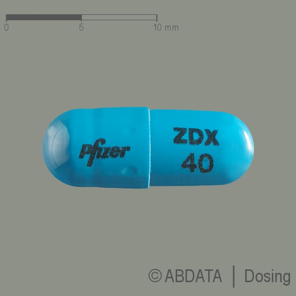 Produktabbildungen für ZELDOX 40 mg Hartkapseln in der Vorder-, Hinter- und Seitenansicht.