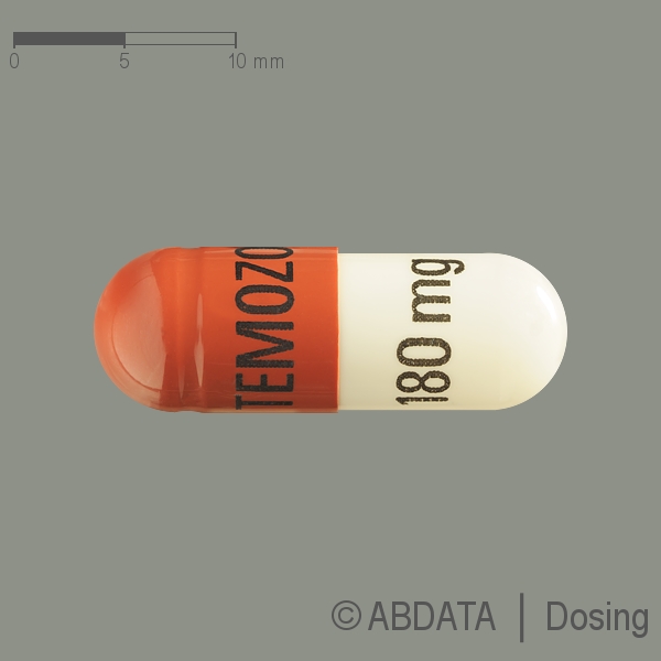 Produktabbildungen für TEMOZOLOMID Cipla 180 mg Hartkapseln in der Vorder-, Hinter- und Seitenansicht.