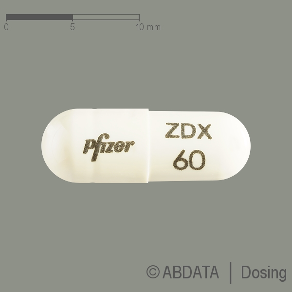 Produktabbildungen für ZELDOX 60 mg Hartkapseln in der Vorder-, Hinter- und Seitenansicht.