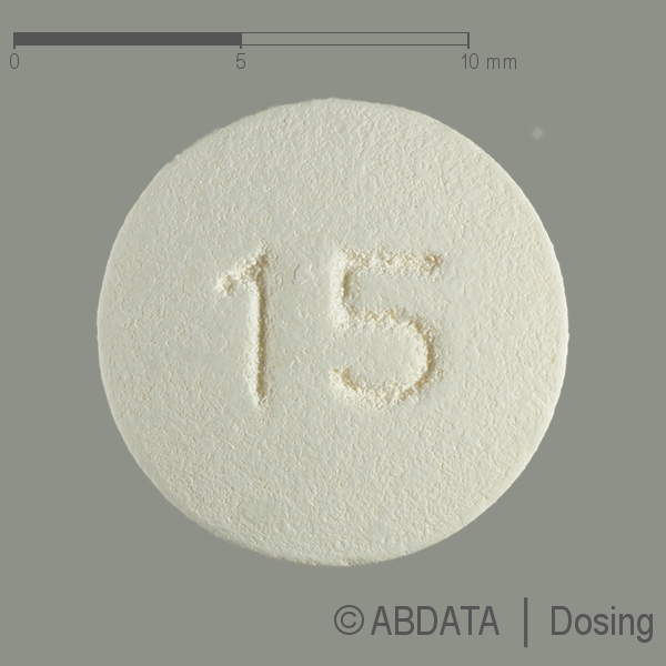 Produktabbildungen für OLANZAPIN axcount 15 mg Filmtabletten in der Vorder-, Hinter- und Seitenansicht.