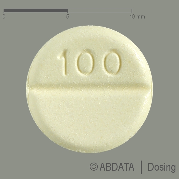 Produktabbildungen für CLOZAPIN-ratiopharm 100 mg Tabletten in der Vorder-, Hinter- und Seitenansicht.