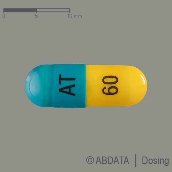 Produktabbildungen für ATOMOXETIN PUREN 60 mg Hartkapseln in der Vorder-, Hinter- und Seitenansicht.