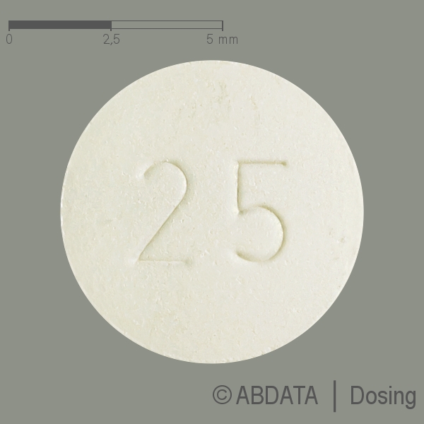 Produktabbildungen für L-THYROXIN 25-1A Pharma Tabletten in der Vorder-, Hinter- und Seitenansicht.