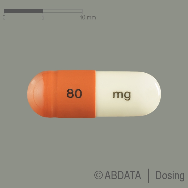 Produktabbildungen für ATOMOXETIN beta 80 mg Hartkapseln in der Vorder-, Hinter- und Seitenansicht.