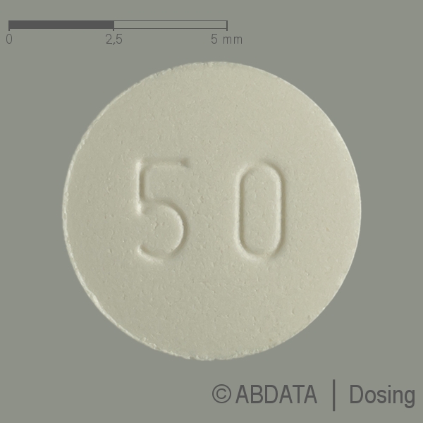 Produktabbildungen für L-THYROXIN beta 50 μg Tabletten in der Vorder-, Hinter- und Seitenansicht.