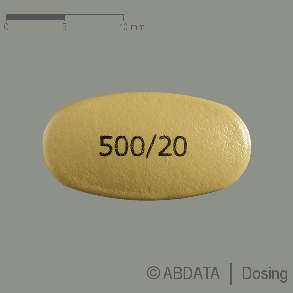Produktabbildungen für VIMOVO 500 mg/20 mg Tab.m.veränd.Wirkst.-Frs. in der Vorder-, Hinter- und Seitenansicht.