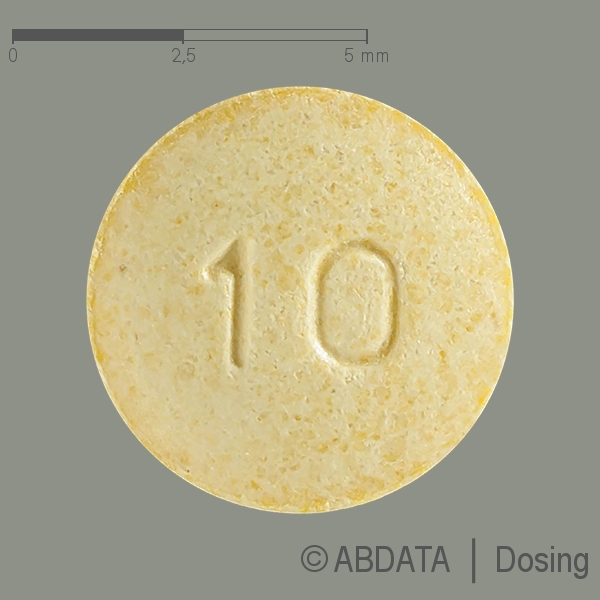 Produktabbildungen für LISINOPRIL PUREN 10 mg Tabletten in der Vorder-, Hinter- und Seitenansicht.