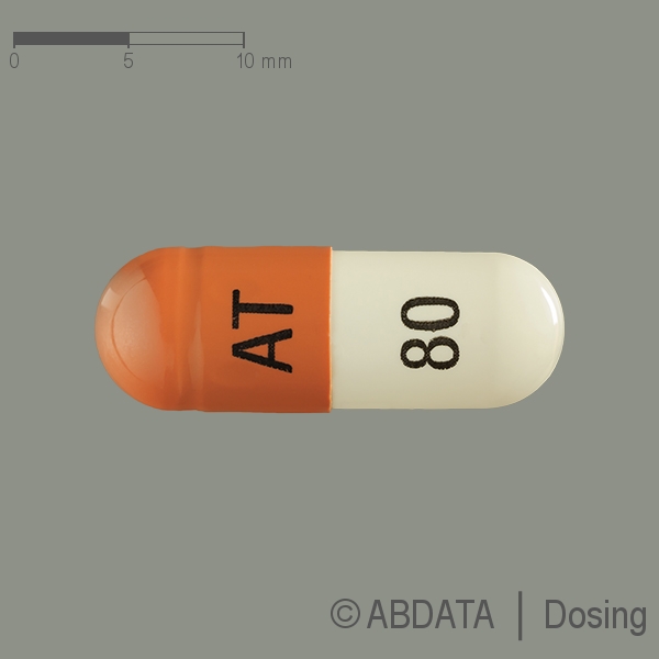 Produktabbildungen für ATOMOXETIN PUREN 80 mg Hartkapseln in der Vorder-, Hinter- und Seitenansicht.